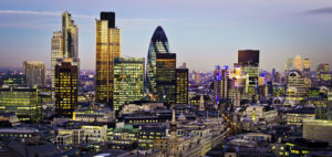 London city skyline at dusk