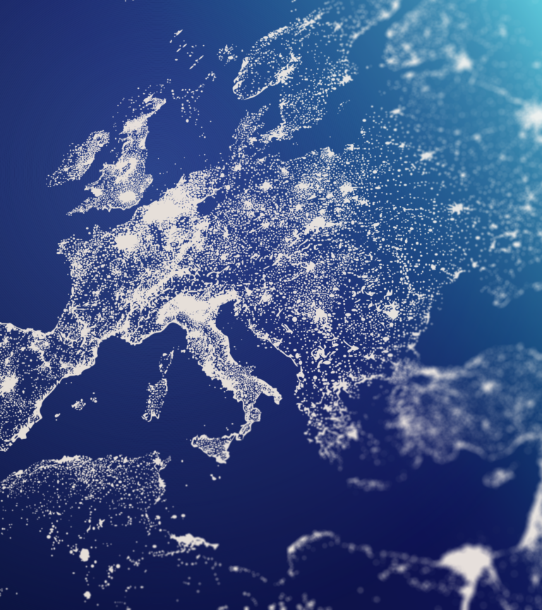 Europe at night aerial shot from space