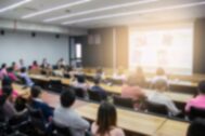 Lecture theatre audience listening to a talk
