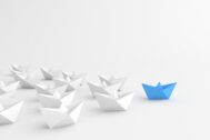 Arrangement of origami boats