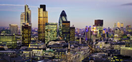London city skyline at dusk