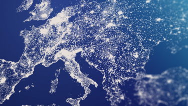Europe at night aerial shot from space